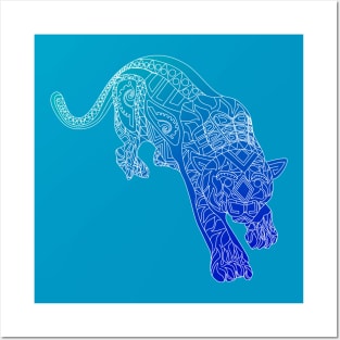 blue led bright cougar tiger cat ecopop Posters and Art